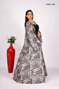 Abstract Monochrome Print Open Linen Shrug - غاجي والا إكسبورت Gajiwala Export