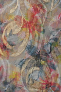 Abstract Multi - Color Floral Print Brocade Fabric - غاجي والا إكسبورت Gajiwala Export