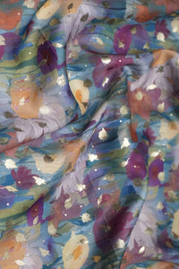 Abstract Watercolor Floral with Silver Starburst Accents - غاجي والا إكسبورت Gajiwala Export