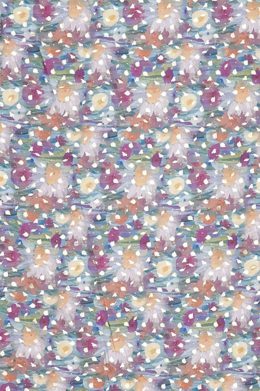 Abstract Watercolor Floral with Silver Starburst Accents - غاجي والا إكسبورت Gajiwala Export
