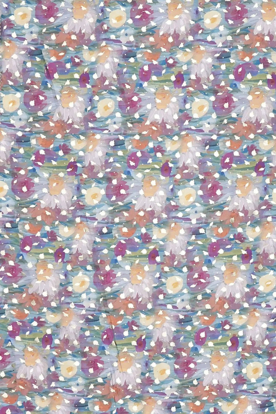 Abstract Watercolor Floral with Silver Starburst Accents - غاجي والا إكسبورت Gajiwala Export