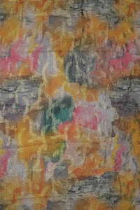 Abstract Watercolor Print Fabric with Metallic Pattern - غاجي والا إكسبورت Gajiwala Export