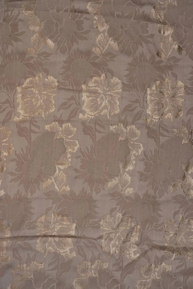 Antique Beige Floral Brocade Jacquard Fabric - غاجي والا إكسبورت Gajiwala Export