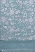 Aqua Blue Cotton Suit with Silver Foil Embroidery - غاجي والا إكسبورت Gajiwala Export