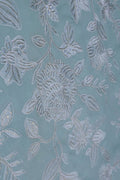 Aqua Blue Cotton Suit with Silver Foil Embroidery - غاجي والا إكسبورت Gajiwala Export