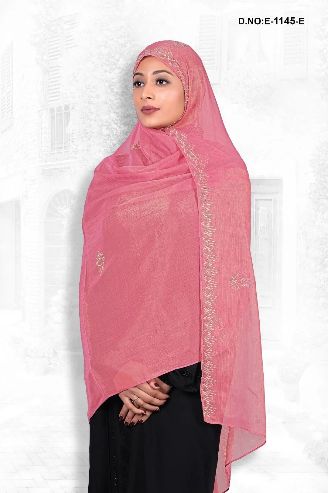 Aqua Shimmer Dupatta with Fine Crystal Edging - غاجي والا إكسبورت Gajiwala Export