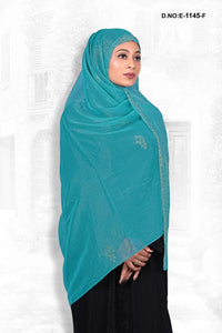 Aqua Shimmer Dupatta with Fine Crystal Edging - غاجي والا إكسبورت Gajiwala Export