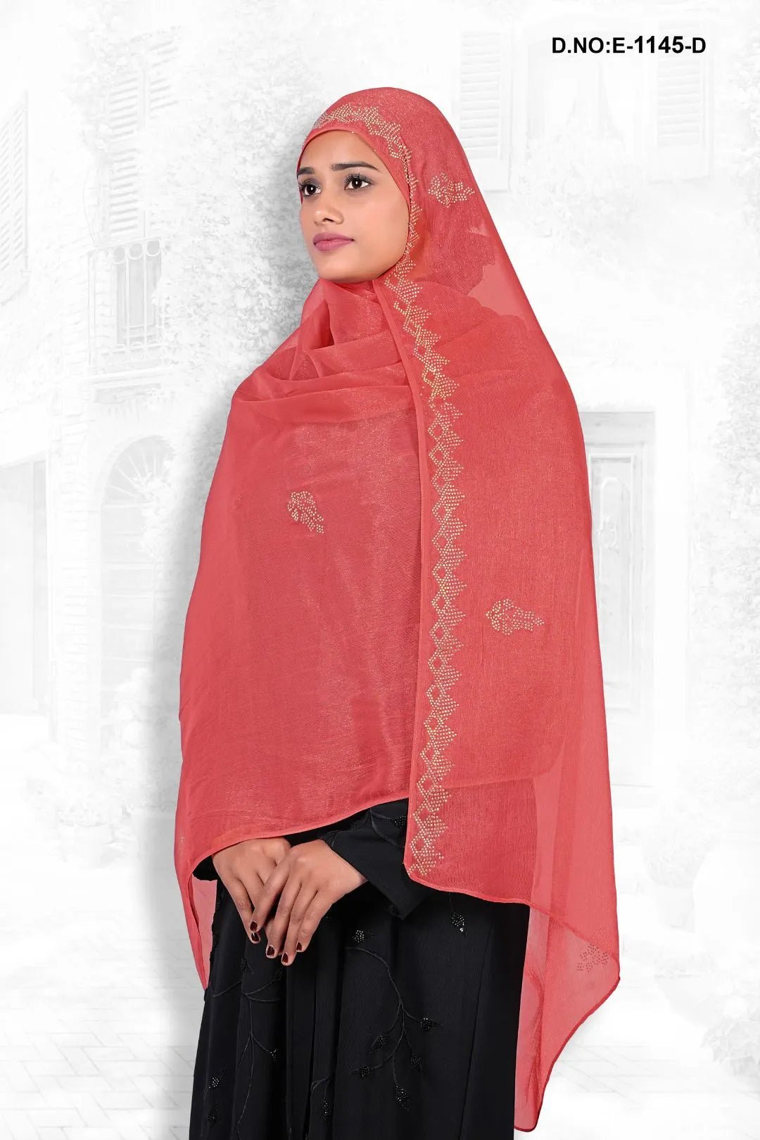 Aqua Shimmer Dupatta with Fine Crystal Edging - غاجي والا إكسبورت Gajiwala Export