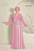 Elegant Floral Lace Kaftan for Women Full-Length Embroidered Dress - غاجي والا إكسبورت Gajiwala Export