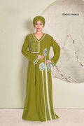 Elegant Floral Lace Kaftan for Women Full-Length Embroidered Dress - غاجي والا إكسبورت Gajiwala Export