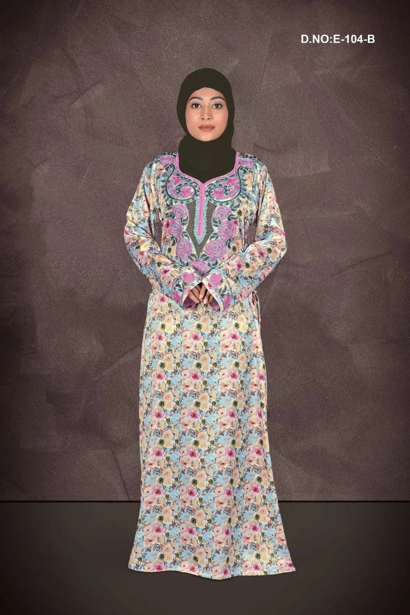 Baby Satin Jalabiya with Floral Allover Print - غاجي والا إكسبورت Gajiwala Export