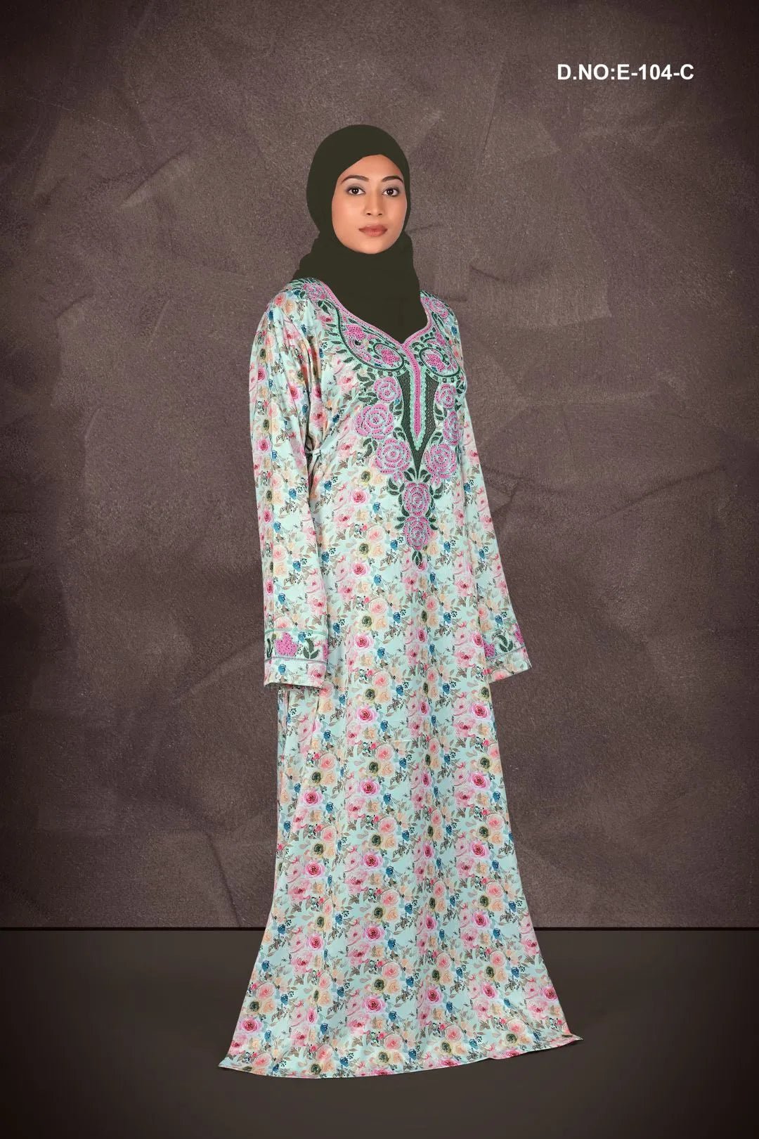 Baby Satin Jalabiya with Floral Allover Print - غاجي والا إكسبورت Gajiwala Export