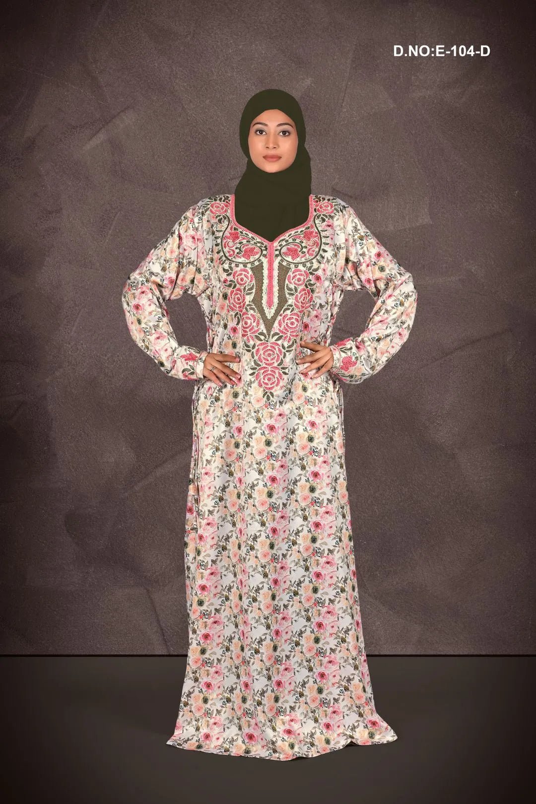 Baby Satin Jalabiya with Floral Allover Print - غاجي والا إكسبورت Gajiwala Export