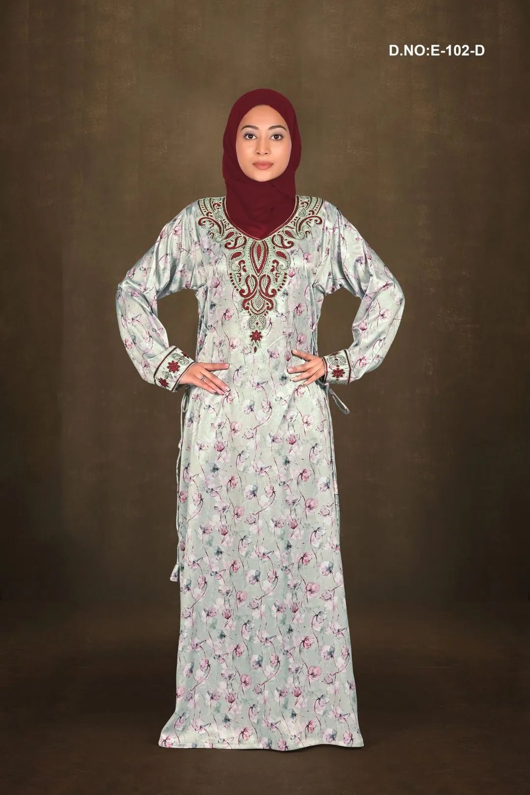 Baby Satin Jalabiya with Gorgeous Floral Print - غاجي والا إكسبورت Gajiwala Export