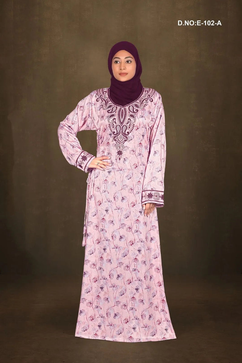 Baby Satin Jalabiya with Gorgeous Floral Print - غاجي والا إكسبورت Gajiwala Export