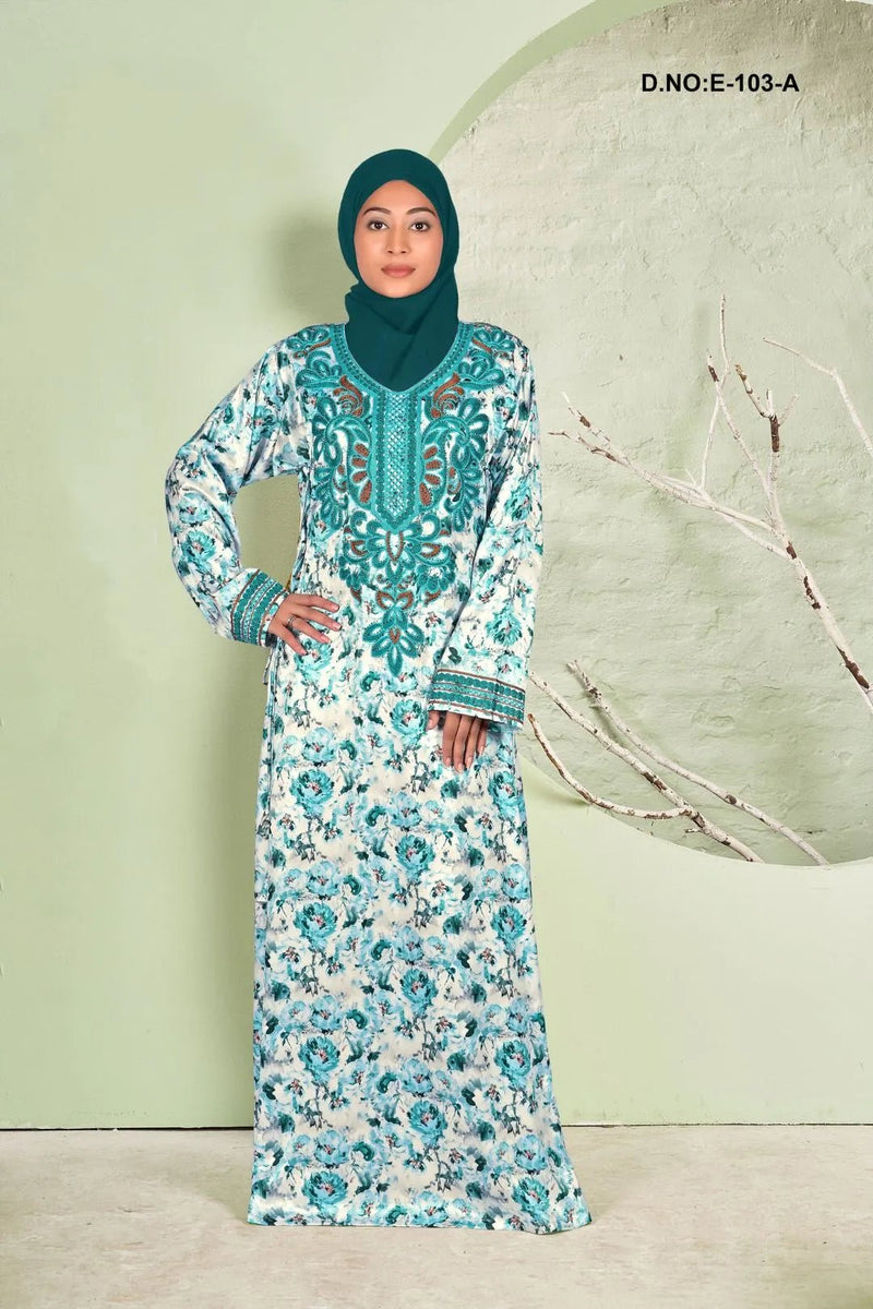 Baby Satin Jalabiya with Ornate Floral Print - غاجي والا إكسبورت Gajiwala Export