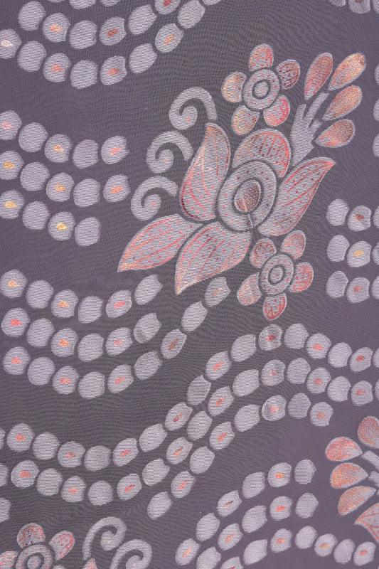 Soft Lavender Brasso Printed Fabric with Sparkle - غاجي والا إكسبورت Gajiwala Export