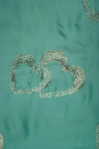 Teal Green Fabric with Double Heart Sequin Embellishment - غاجي والا إكسبورت Gajiwala Export