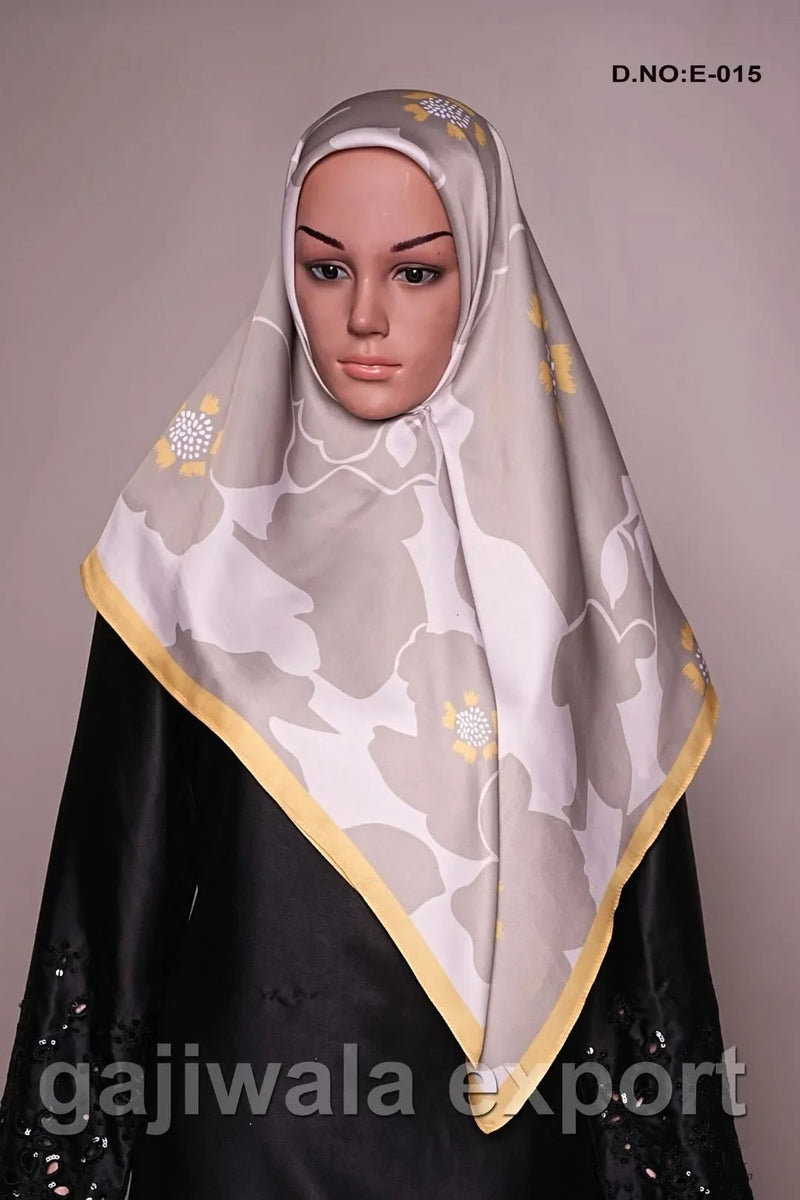 Printed Satin Silk Scarf for Abaya Women - غاجي والا إكسبورت Gajiwala Export