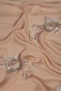 Beige Geometric Sequin Fabric Perfect for Sarees, Gowns & Kurtas - غاجي والا إكسبورت Gajiwala Export