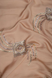 Beige Geometric Sequin Fabric Perfect for Sarees, Gowns & Kurtas - غاجي والا إكسبورت Gajiwala Export