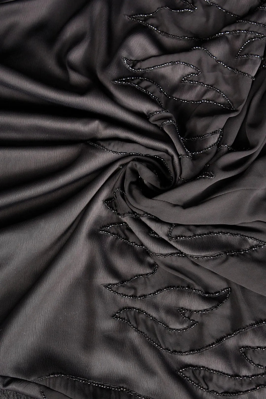 Pleated Black Abaya Georgette & Nida with Embroidered Work- غاجي والا إكسبورت Gajiwala Export