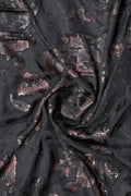 Black Brasso Fabric with Burnt Gold and Copper Floral Foil - غاجي والا إكسبورت Gajiwala Export