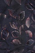 Black Brasso fabric with Copper Trailing Leaf Motif - غاجي والا إكسبورت Gajiwala Export