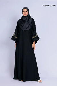 Black Butterfly Abaya with Gold Embroidery - غاجي والا إكسبورت Gajiwala Export