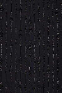 Black Dark Sequin and Beaded Stripe Pattern Fabric - غاجي والا إكسبورت Gajiwala Export