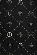 Black Fabric with Diamond Grid and Floral Motifs - غاجي والا إكسبورت Gajiwala Export