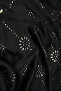 Black Fabric with Diamond Grid and Floral Motifs - غاجي والا إكسبورت Gajiwala Export
