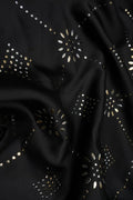 Black Fabric with Diamond Grid and Floral Motifs - غاجي والا إكسبورت Gajiwala Export