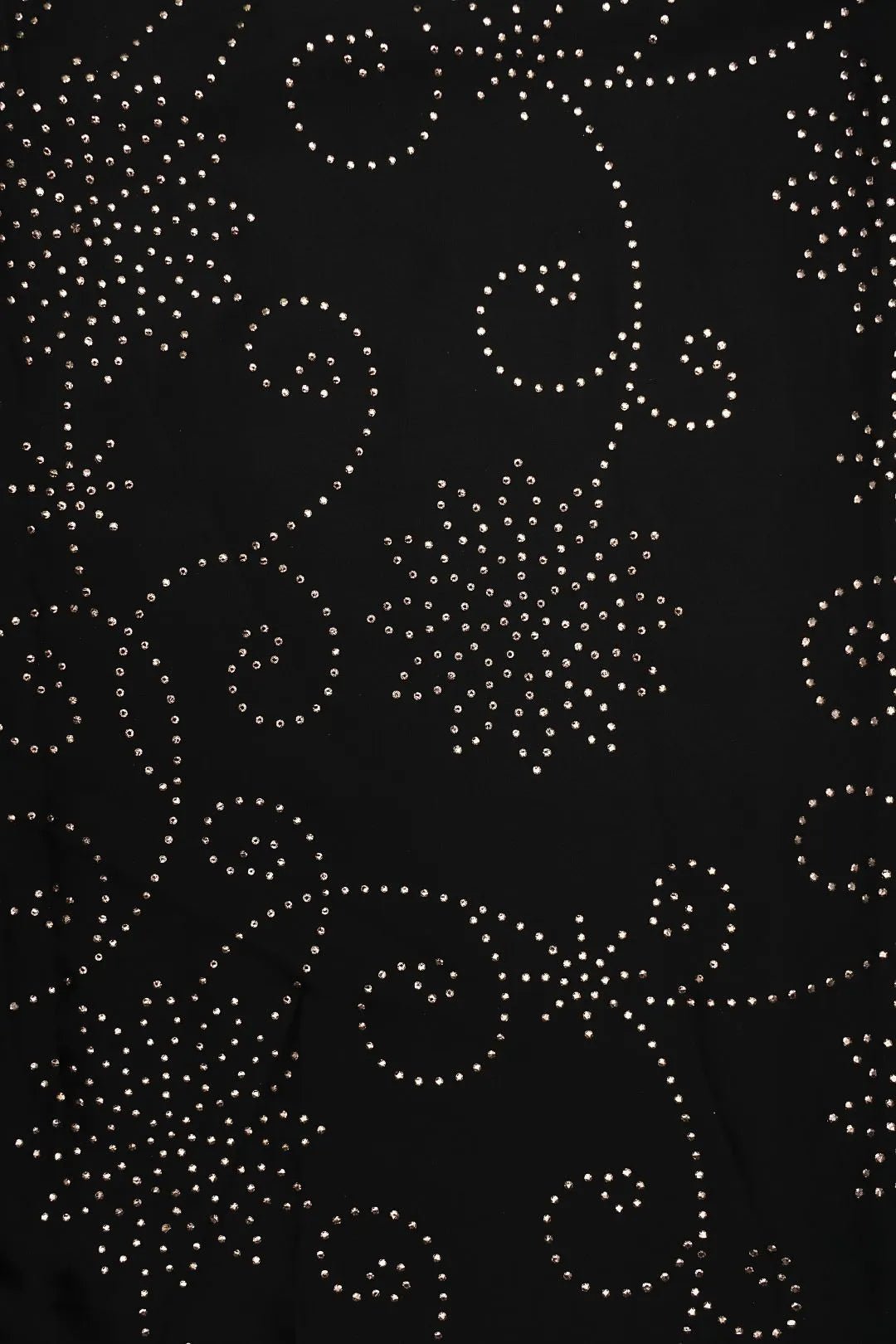 Black Fabric with Intricate Floral Rhinestone Work - غاجي والا إكسبورت Gajiwala Export