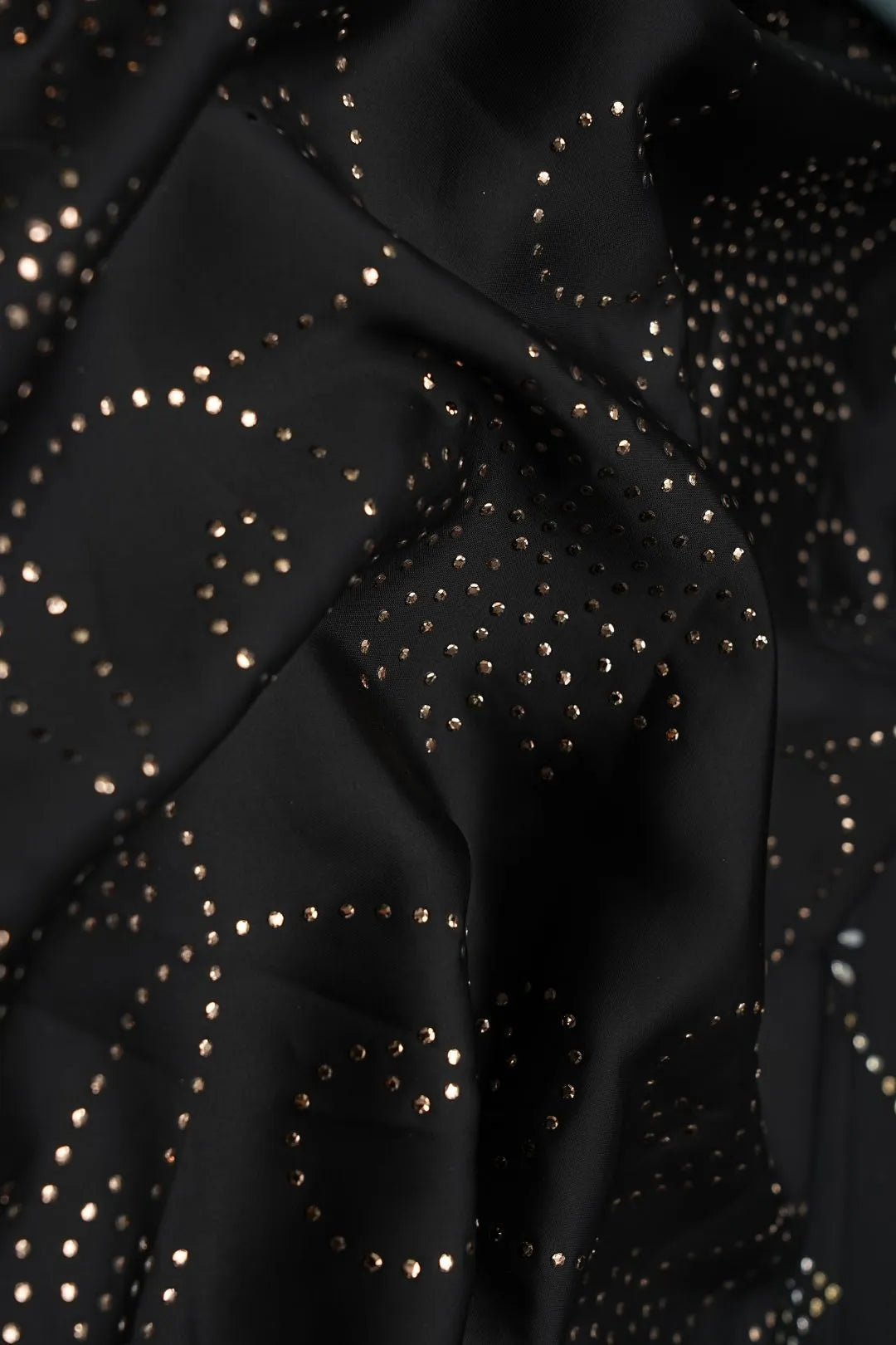 Black Fabric with Intricate Floral Rhinestone Work - غاجي والا إكسبورت Gajiwala Export