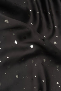 Black Fabric with Scattered Silver Foil Print - غاجي والا إكسبورت Gajiwala Export