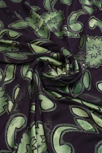 Black Green Floral Pattern Jacquard Fabric - غاجي والا إكسبورت Gajiwala Export