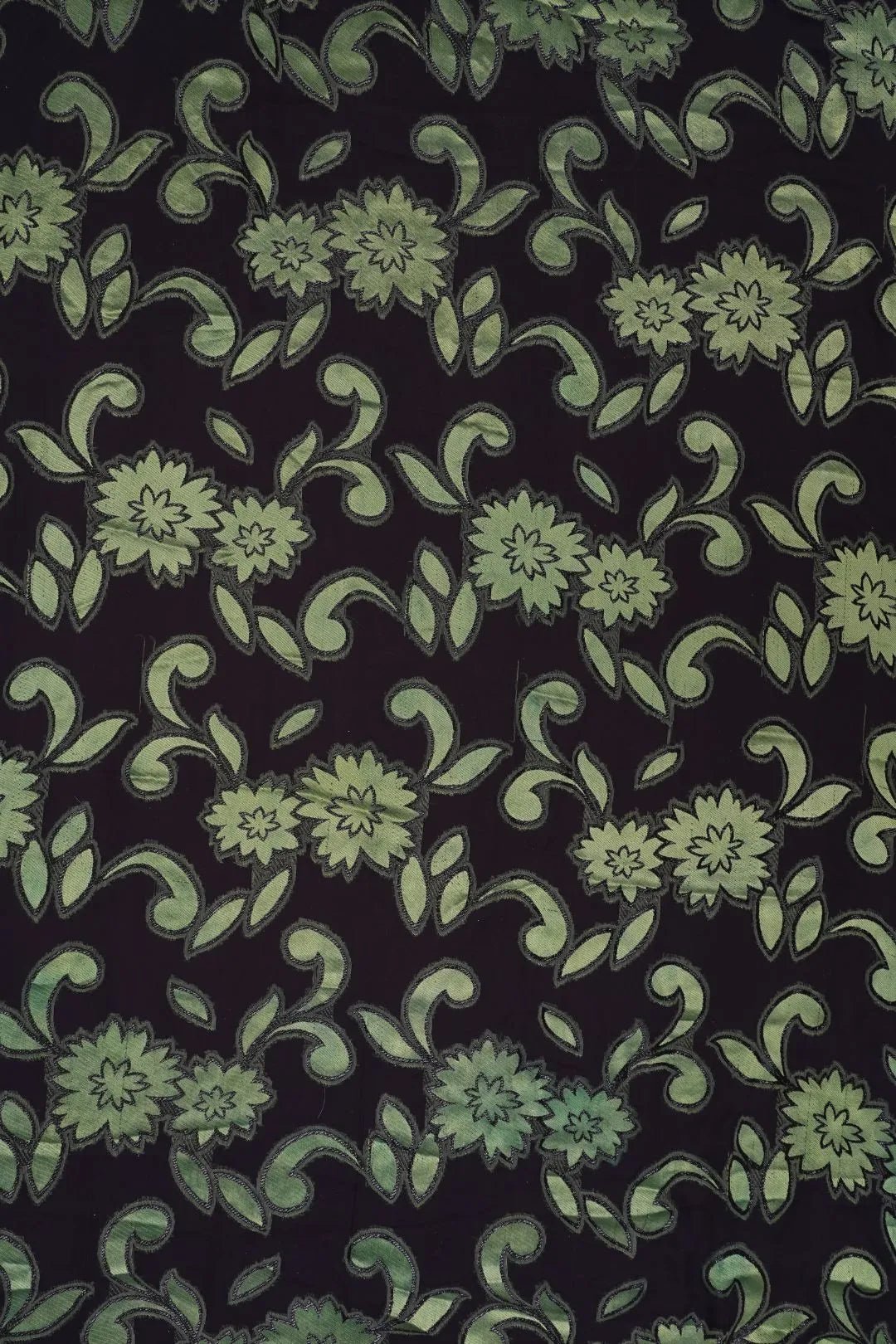 Black Green Floral Pattern Jacquard Fabric - غاجي والا إكسبورت Gajiwala Export