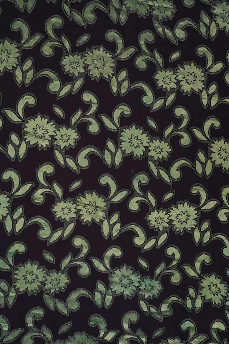 Black Green Floral Pattern Jacquard Fabric - غاجي والا إكسبورت Gajiwala Export