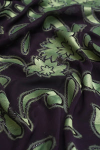 Black Green Floral Pattern Jacquard Fabric - غاجي والا إكسبورت Gajiwala Export