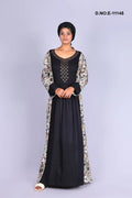 Black Printed Kaftan Dress with Stole for Women- غاجي والا إكسبورت Gajiwala Export