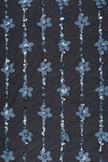 Black Mesh with Floral and Silver Sequin Fabric - غاجي والا إكسبورت Gajiwala Export