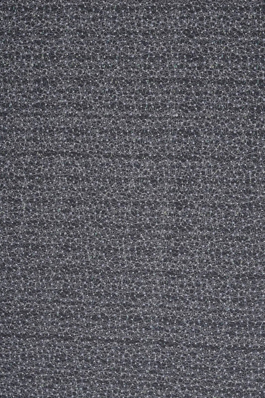 Black Mesh with Tiny Silver and Sequins Fabric - غاجي والا إكسبورت Gajiwala Export