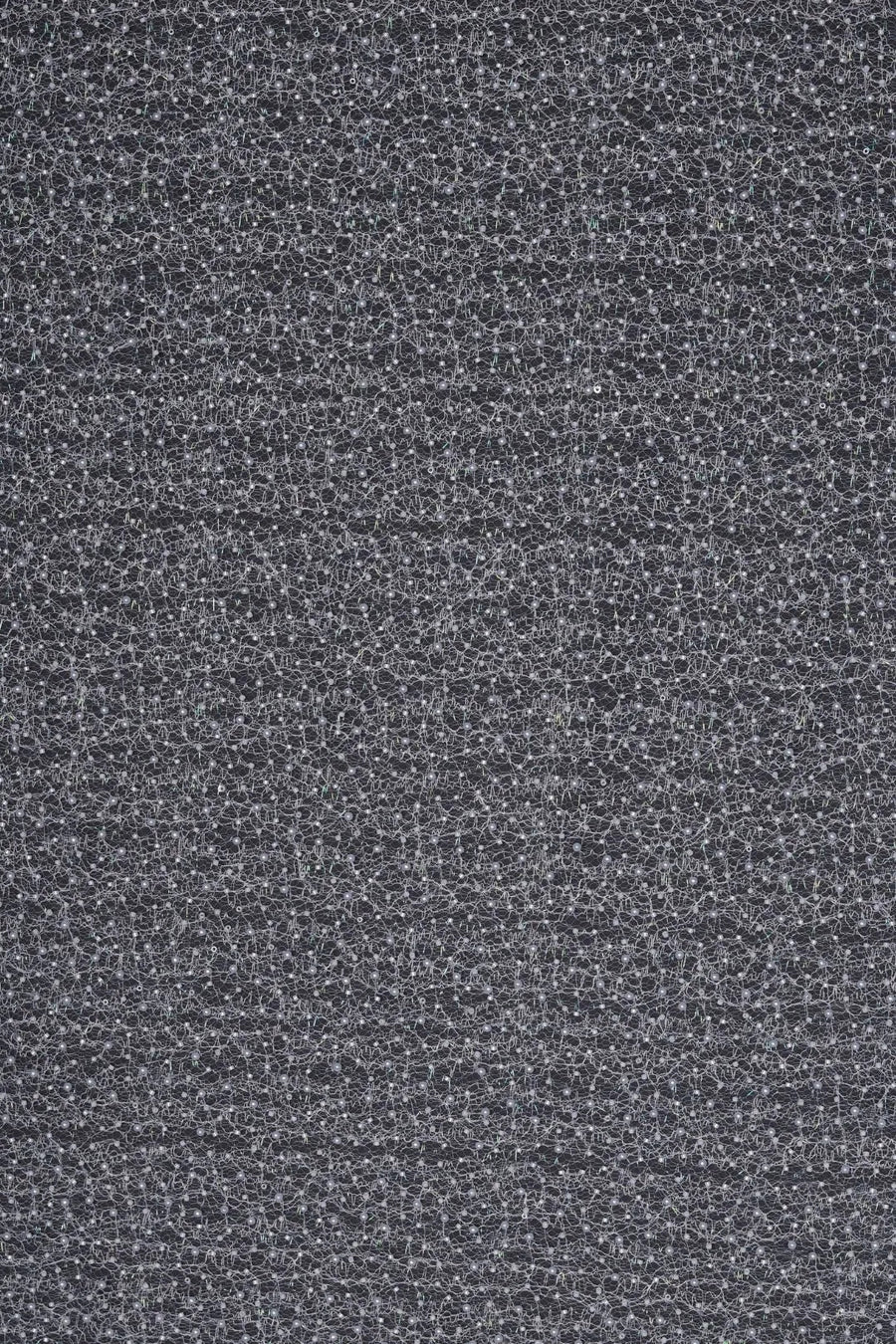 Black Mesh with Tiny Silver and Sequins Fabric - غاجي والا إكسبورت Gajiwala Export