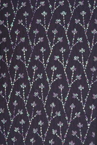 Black Mesh Fabric with Vertical Floral Sequins- غاجي والا إكسبورت Gajiwala Export