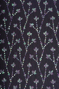 Black Mesh Fabric with Vertical Floral Sequins - غاجي والا إكسبورت Gajiwala Export