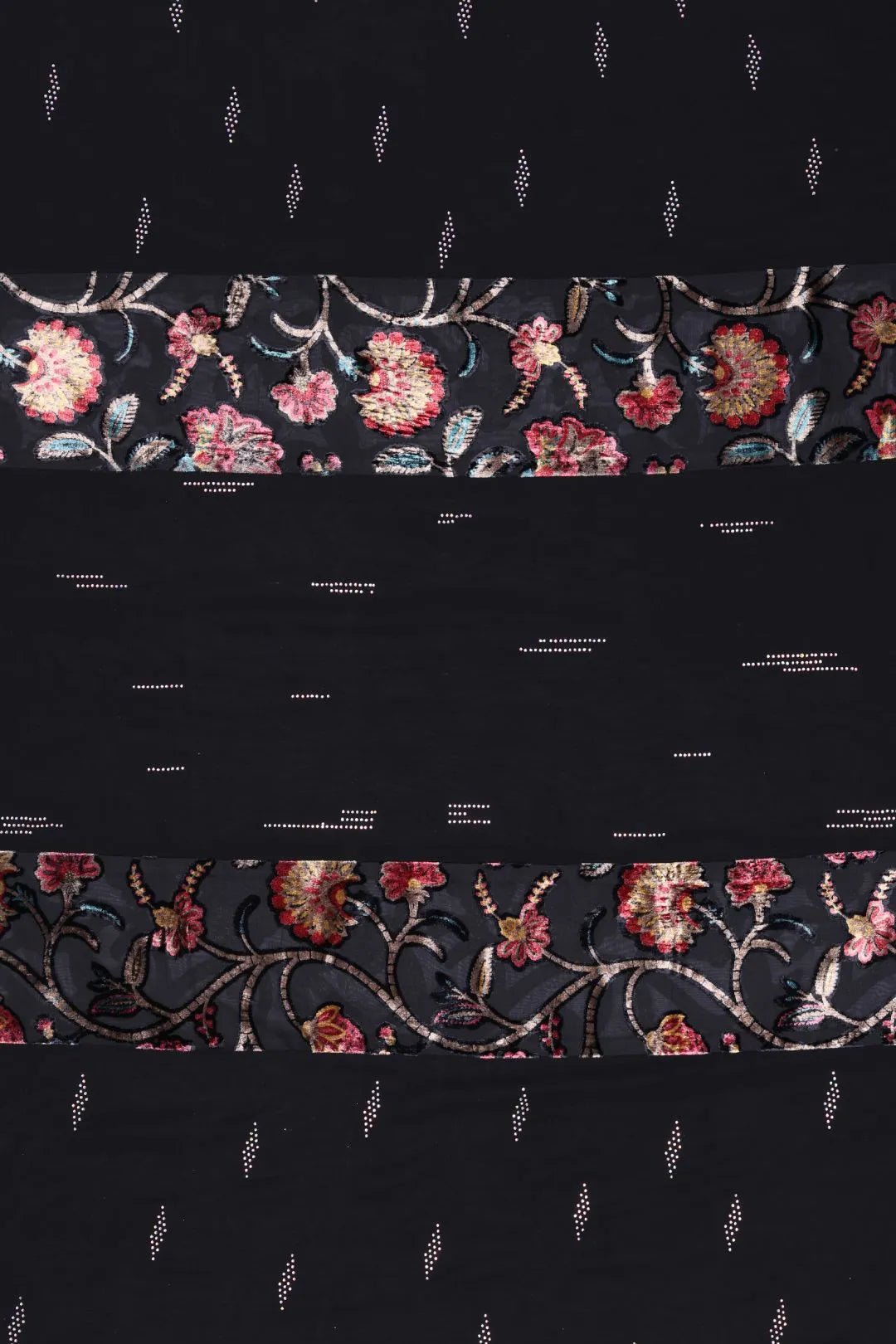 Black Opulence Floral Embroidered Panel Stole - غاجي والا إكسبورت Gajiwala Export