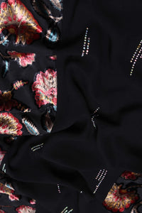 Black Opulence Floral Embroidered Panel Stole - غاجي والا إكسبورت Gajiwala Export