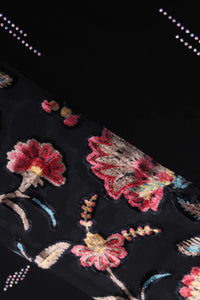 Black Opulence Floral Embroidered Panel Stole - غاجي والا إكسبورت Gajiwala Export