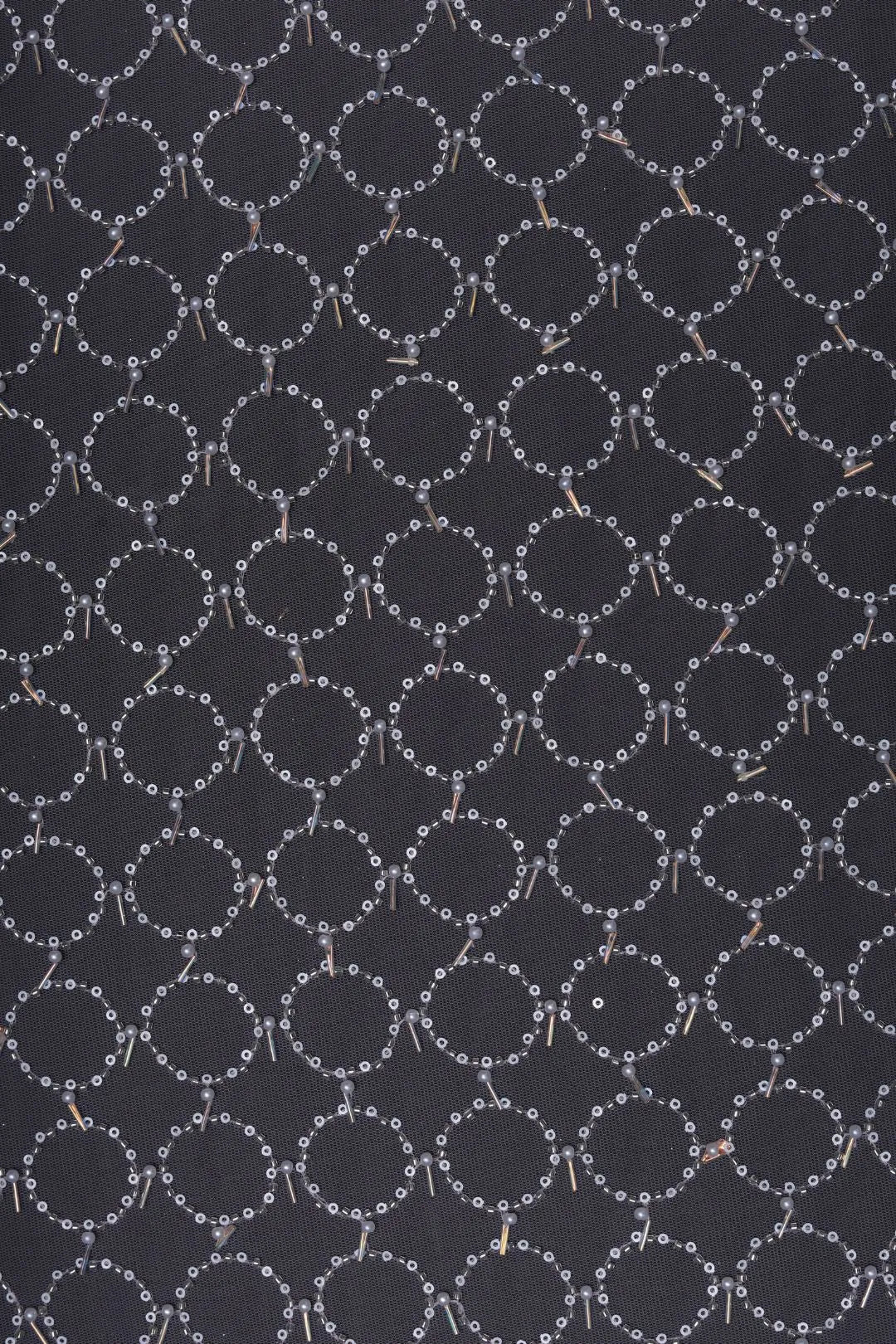 Black Sequin and Bugle Bead Pattern Fabric - غاجي والا إكسبورت Gajiwala Export